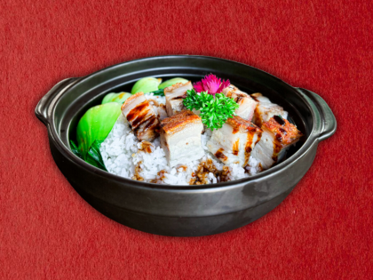 Crispy Pork Crackling in Rice Bowl